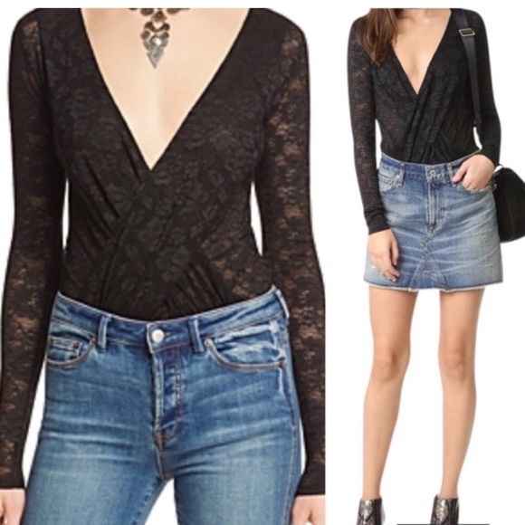 Free People Tops - Intimately Free People- Black Lace Bodysuit Women’s Size Large, NWOT